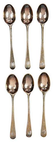 Six English  Silver Miniature Spoons