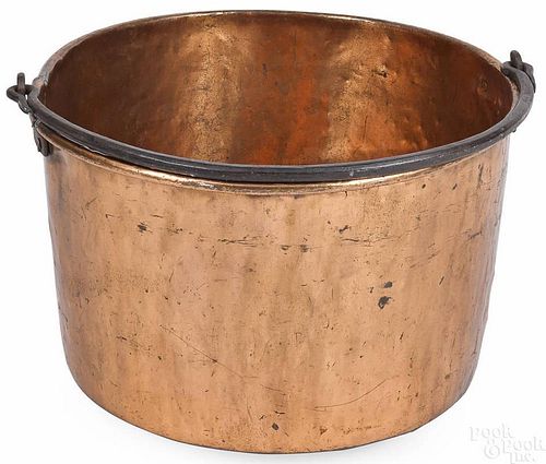 Copper apple butter kettle, 19th c., 14 1/2'' h.,