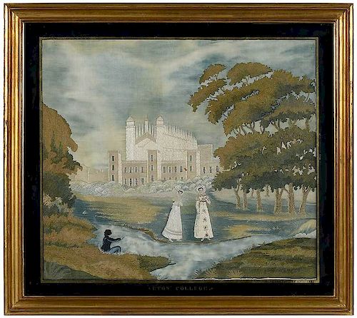 Signed Eton College Silk Embroidery