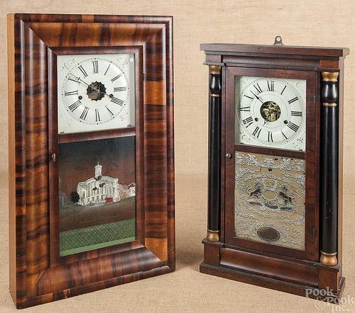 Two Empire mahogany shelf clocks, mid 19th c., by