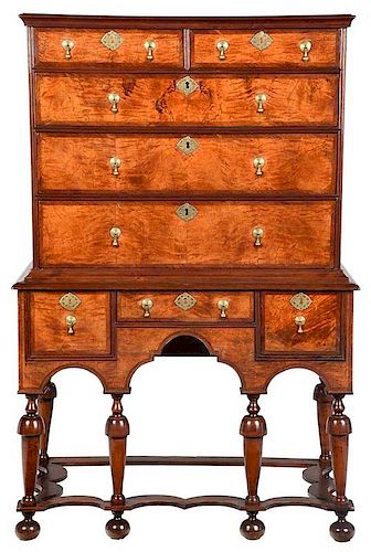 American William and Mary Maple High Chest