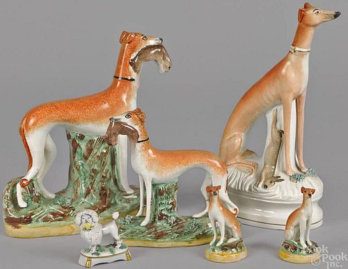Five Staffordshire whippets, together with a pood