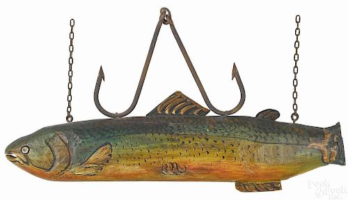 Carved and painted fish trade sign, early 20th c.