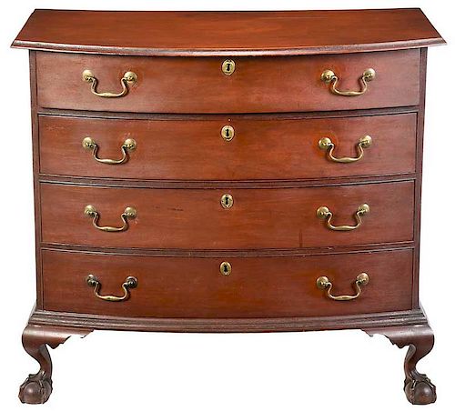 Fine Rare Portsmouth Chippendale Bowfront Chest