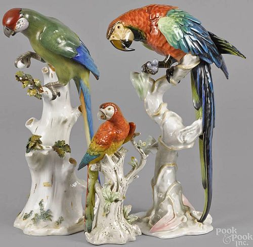 Rosenthal porcelain parrot, together with two oth