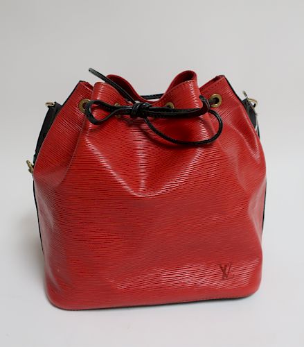 Louis Vuitton Black & Red Epi Leather Noe PM