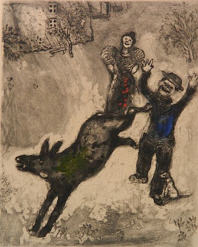 Marc Chagall etching with hand-coloring
