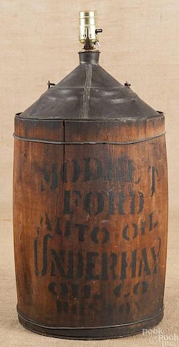Model T auto oil can by Underhay Oil Co., 18 1/2''