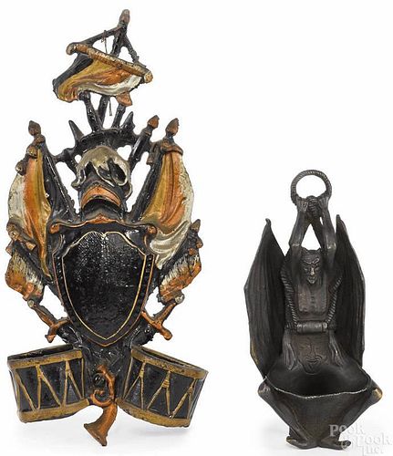 Figural bronze devil wall mounted match holder, 7