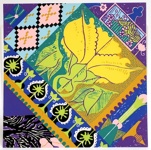 Joyce Kozloff, 20th C. Colorful Floral & Design