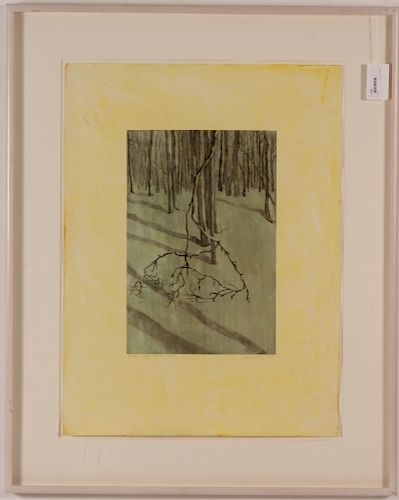 Susan Hall, "Cobbs Lake Woods II" Monoprint