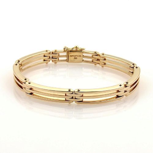 Tiffany & Co Gatelink 14k Gold Curved Bar Bracelet