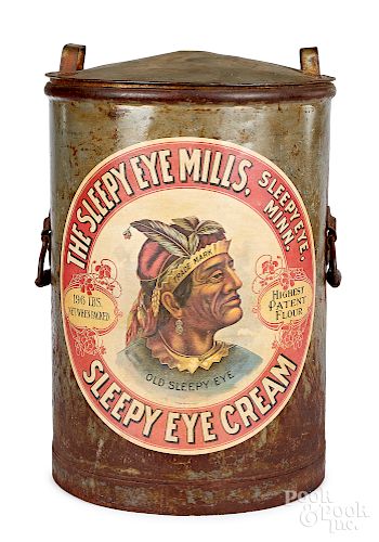 Sleepy Eye Mills advertising tin canister