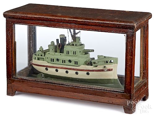 Nicel painted wood battleship model