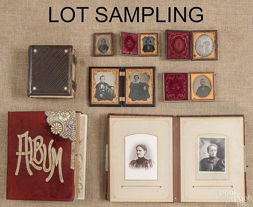 Large group of daguerreotypes, tin types, and amb