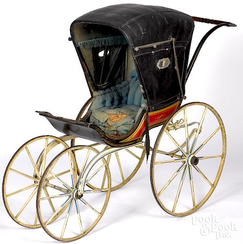 Early painted child's baby carriage
