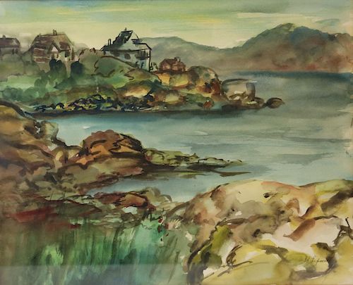 S.Lipson.Signed Watercolor Seascape.