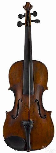 Violin with a tiger maple one-piece back, body -