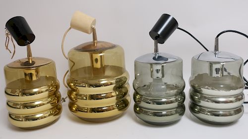 3 1970's Chromed & Glass Lanterns