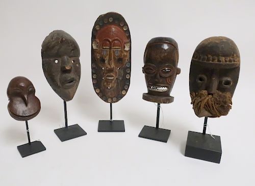 5 African Carved & Polychromed Small Masks