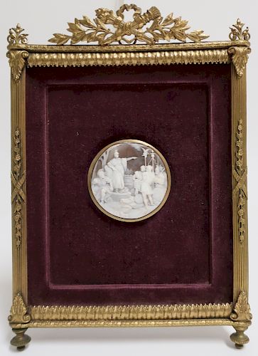 18K Gold & Carved Shell Cameo, 19th C.