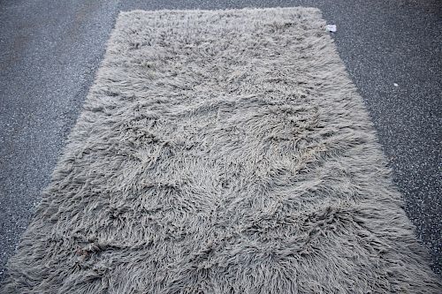 Grey Flokati Wool Rug 6 x 9-10