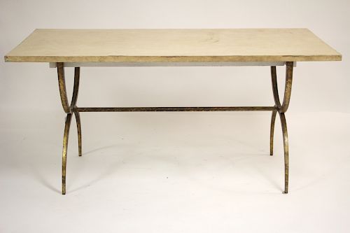 Gilt Wrought Iron & Lacquer Dining Table, 1940's