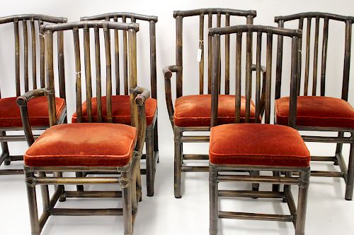 Set of 6 McGuire Rattan Dining Chairs