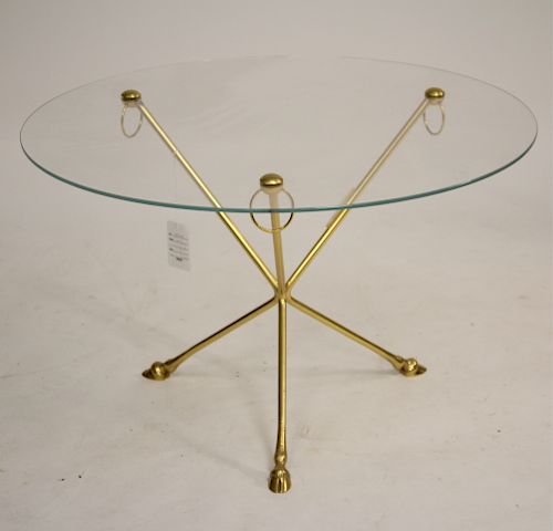 Neo-Classic Style Brass & Glass Tripod Table