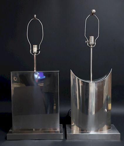Pair of Modernist Chrome Lamps, 1970's