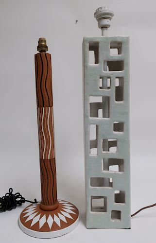 2 Italian Ceramic Modernist Lamps, Gambone