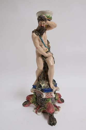 Majolica Pottery Figure of Hercules