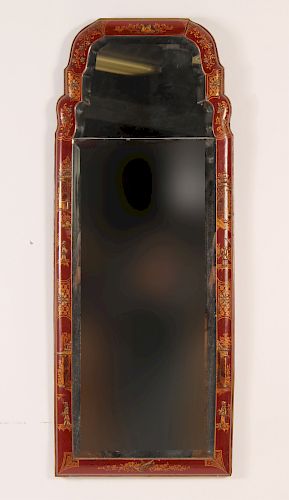 Queen Anne Style Chinoiserie Lacquer Mirror