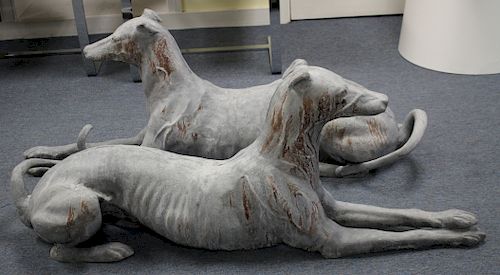 Pair of Outdoor Metal Greyhound Figures