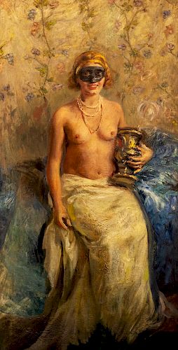 Giuseppe Pennasilico (Napoli 1861-Genova 1940)  - Dama in maschera
