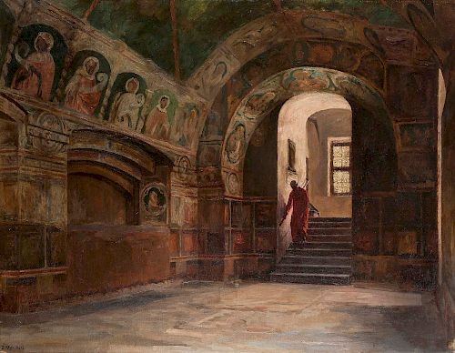Salvatore Marchesi (Parma 1852-Parma 1926)  - Parma, l'accesso alla cripta della Certosa