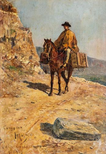 Filippo Mola (Civitavecchia 1849-Brescia 1918)  - Lotto di sette opere ricordo del viaggio in Cile del pittore