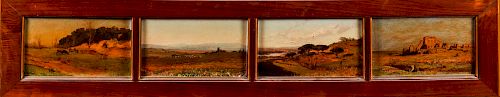 Pietro Sassi (Alessandria 1834-Roma 1905)  - Four panorama of the Campagna Romana