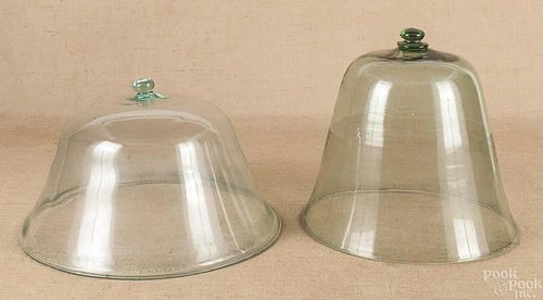 Two French blown glass garden cloches, 20th c., 1