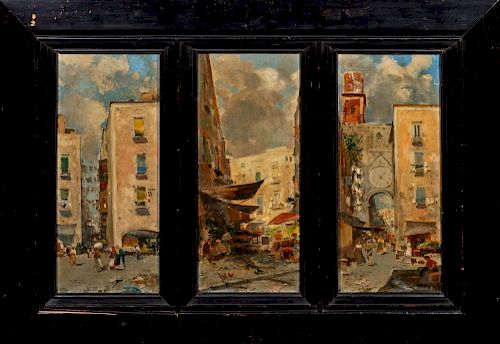 Oscar Ricciardi (Napoli 1864-1935)  - Naples, three life scenes mounted in a single frame