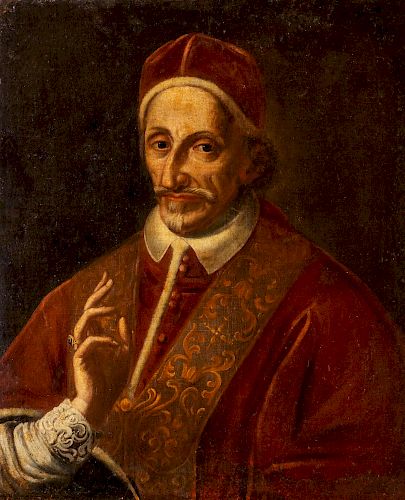 Scuola romana, secolo XVII- Portrait of the Pope Innocent XI, born Benedetto Odescalchi, head of the Catholic Church from 1676 to 1689