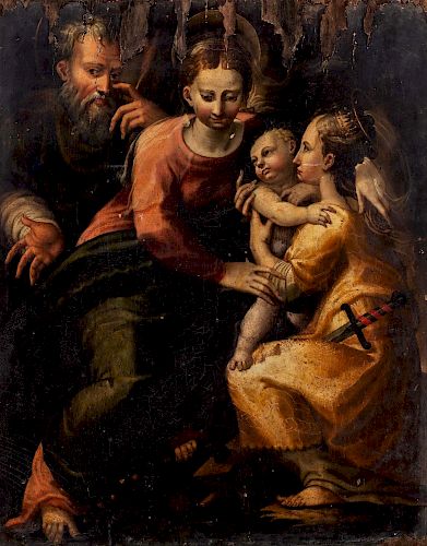 Scuola emiliana, secolo XVI- The mystical marriage of Saint Catherine