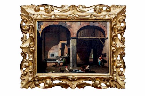 Antonio Cioci (Firenze 1722-Firenze post 1792)  - Two interior scenes with laundresses