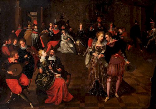 Scuola fiamminga, secolo XVII- A gallant banquet