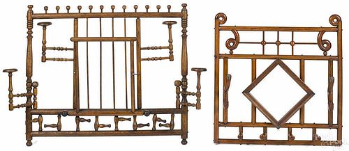 Two Victorian stick and ball hat racks, ca. 1900,