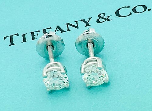 Tiffany & Co Platinum 0.78 TCW Diamond  Stud Earrings