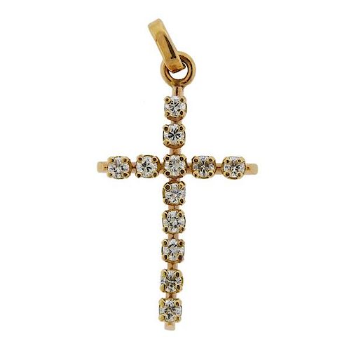 Tiffany &amp; Co 14K Gold Diamond Cross Pendant