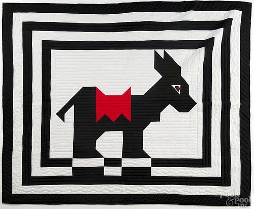 Contemporary pieced quilt with a horse, 79'' x 97''