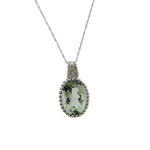 LeVian Le Vian 14k Gold Diamond Green Amethyst Necklace
