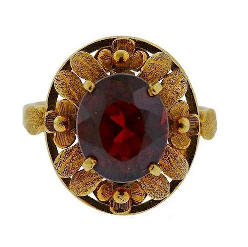H. Stern 1970s 18k Gold Garnet Ring